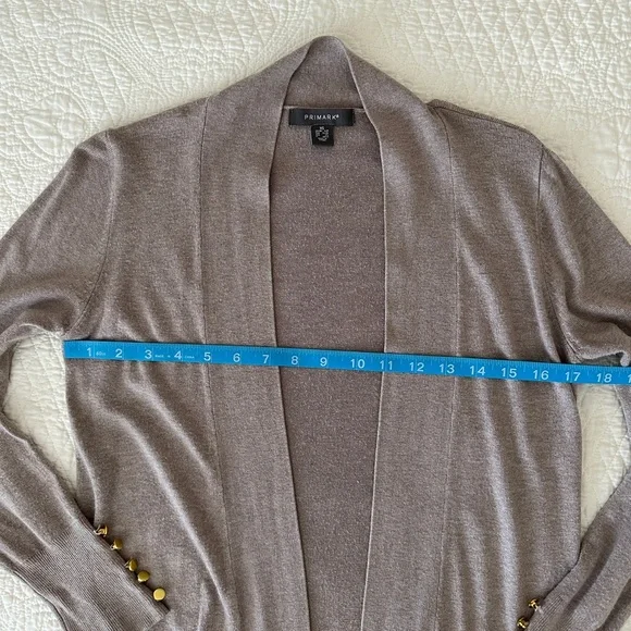 Primark Long Taupe Tan Duster Cardigan Sweater Women's XS - Picture 6 of 7
